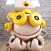 Robot Business Card Holder - Yellow Yaz - Clay, Paint, Wire