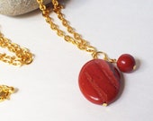 Hugs n Kisses Necklace and Earrings set in Red Jasper
