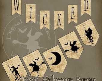 Halloween Banner Garland Wicked Printable Instant Download