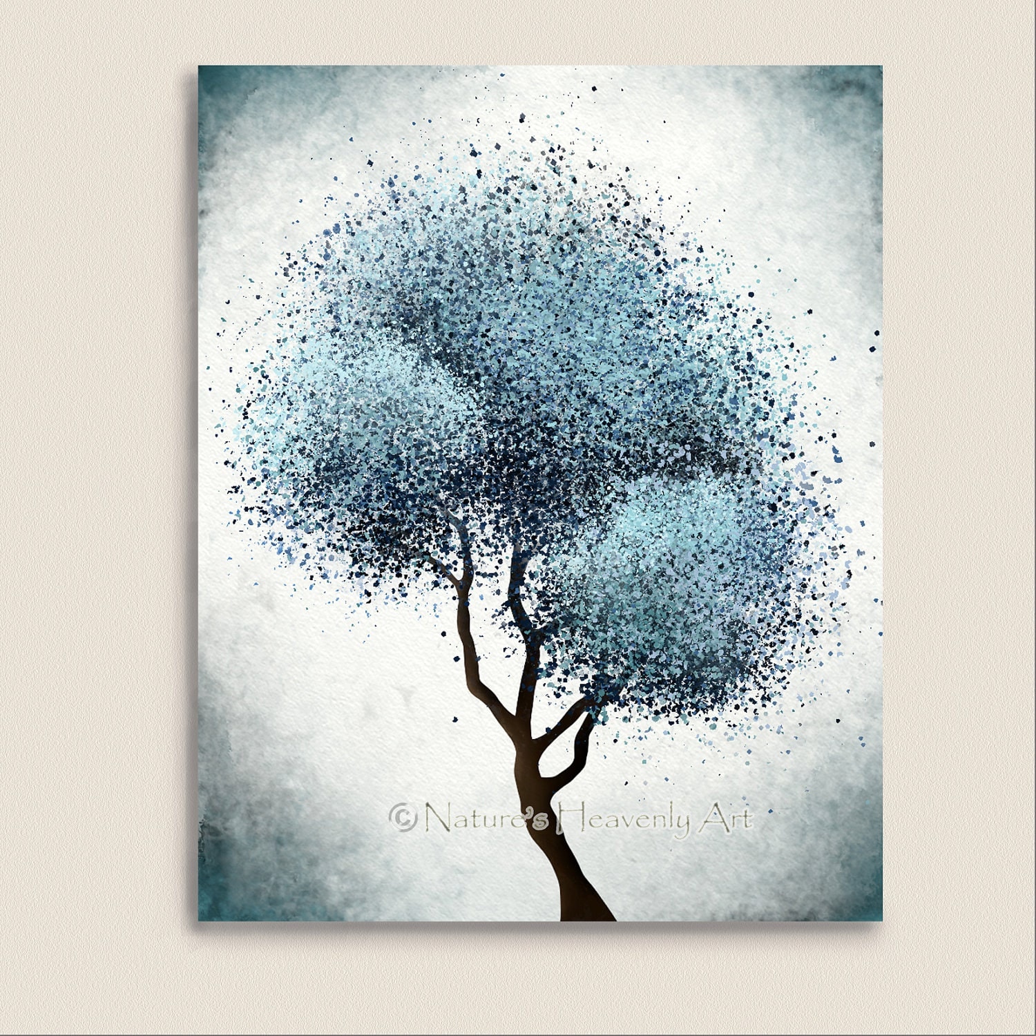 Abstract Tree Print Living Room Art Blue by NaturesHeavenlyArt