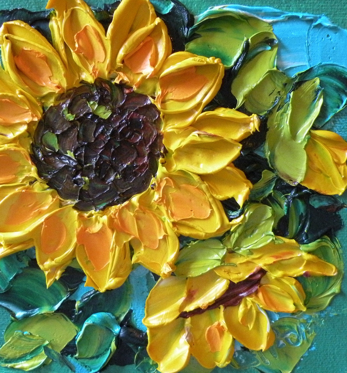 Sunflower on canvas Original Small wall decor Impasto Painting