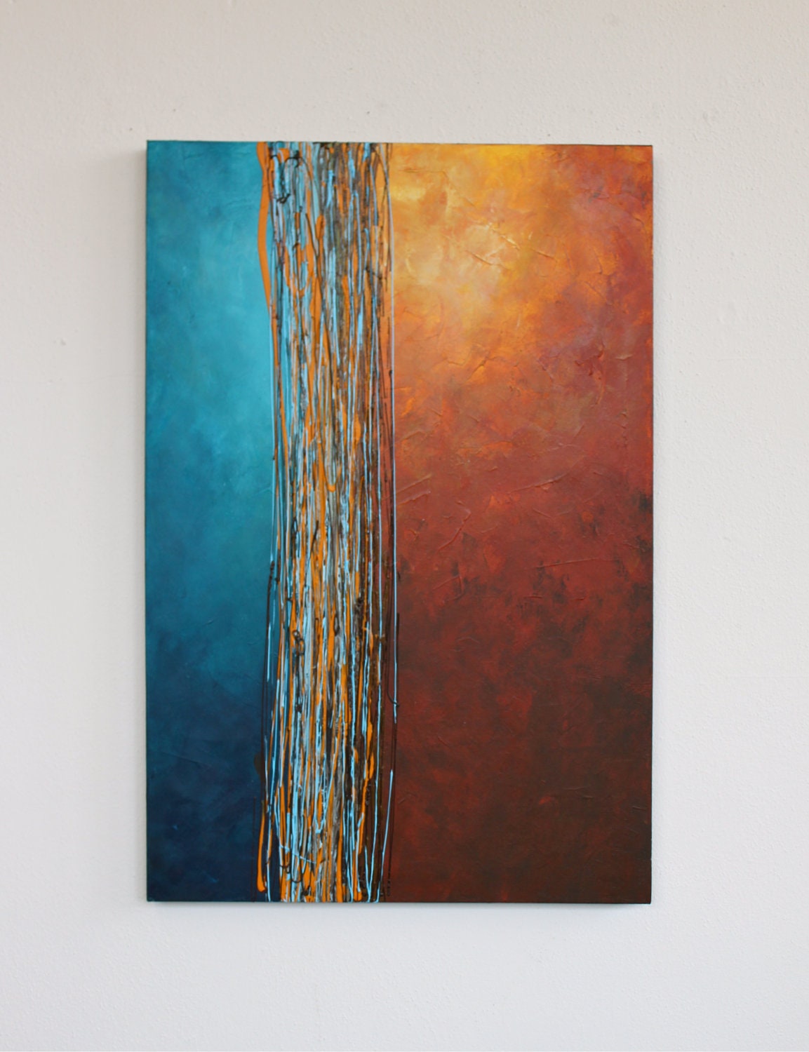 Intersection blue turquoise orange yellow rust brown original