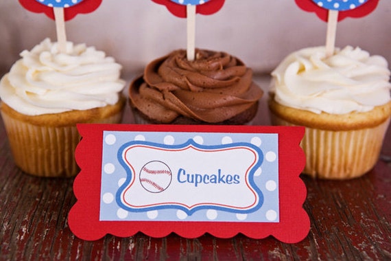 Baseball Theme Food Tents - Menu Cards - Place Cards - Food Signs ...