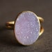 Blushing Pink Agate Druzy Ring - Adjustable Gemstone Ring - Lilac Pink