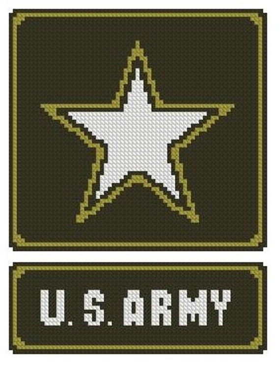 US Army Star Cross Stitch Printed Pattern