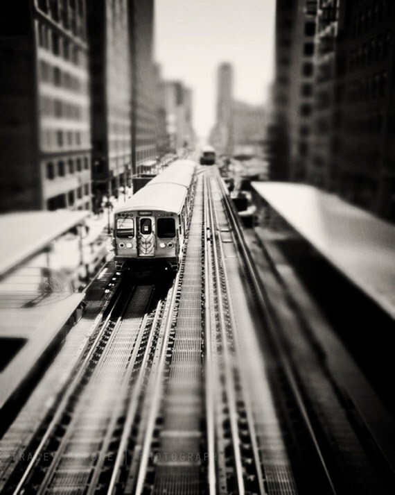 Black And White Train Print Chicago Photography El By Traceycapone