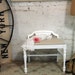 Painted Cottage Chic Shabby White Romantic French Vanity Stool CHR366
