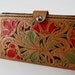 Leather Wallet Ladies Red Floral