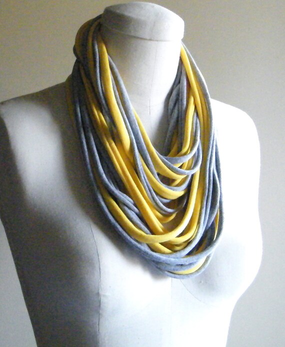 Yellow and Gray T Shirt Scarf T Shirt Necklace Womens Scarf