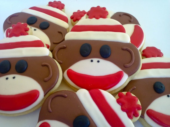 Sock Monkey Sugar Cookies- 1 Dozen Il_570xn