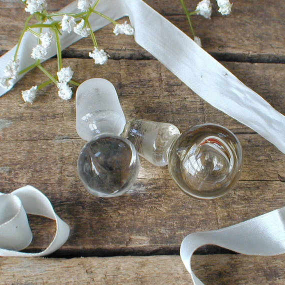 Vintage Glass Crystal Bottle Stoppers Lot of Two by thelostrooms