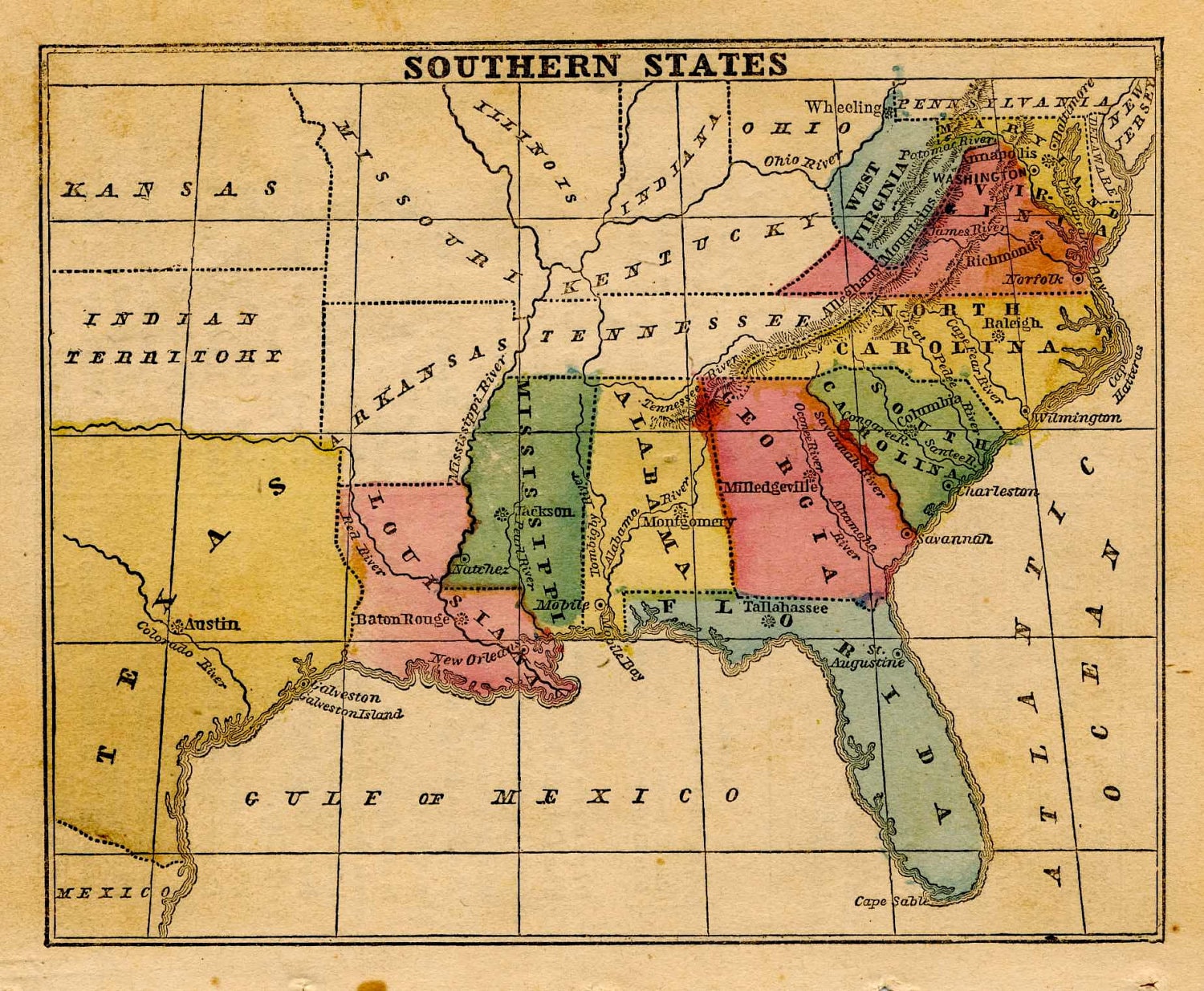 1862 united states map original antique by antiqueprintstore