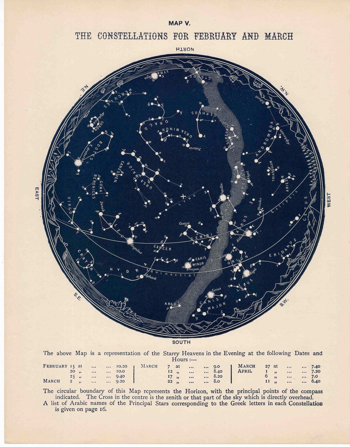 The constellations for february and march. | Astronomy print ...