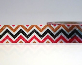 Washi Tape CHEVRON Black Brown Red (Chugoku)