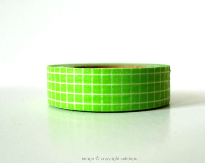 Green Grid Washi Tape (Chugoku) -  gift packaging or card making