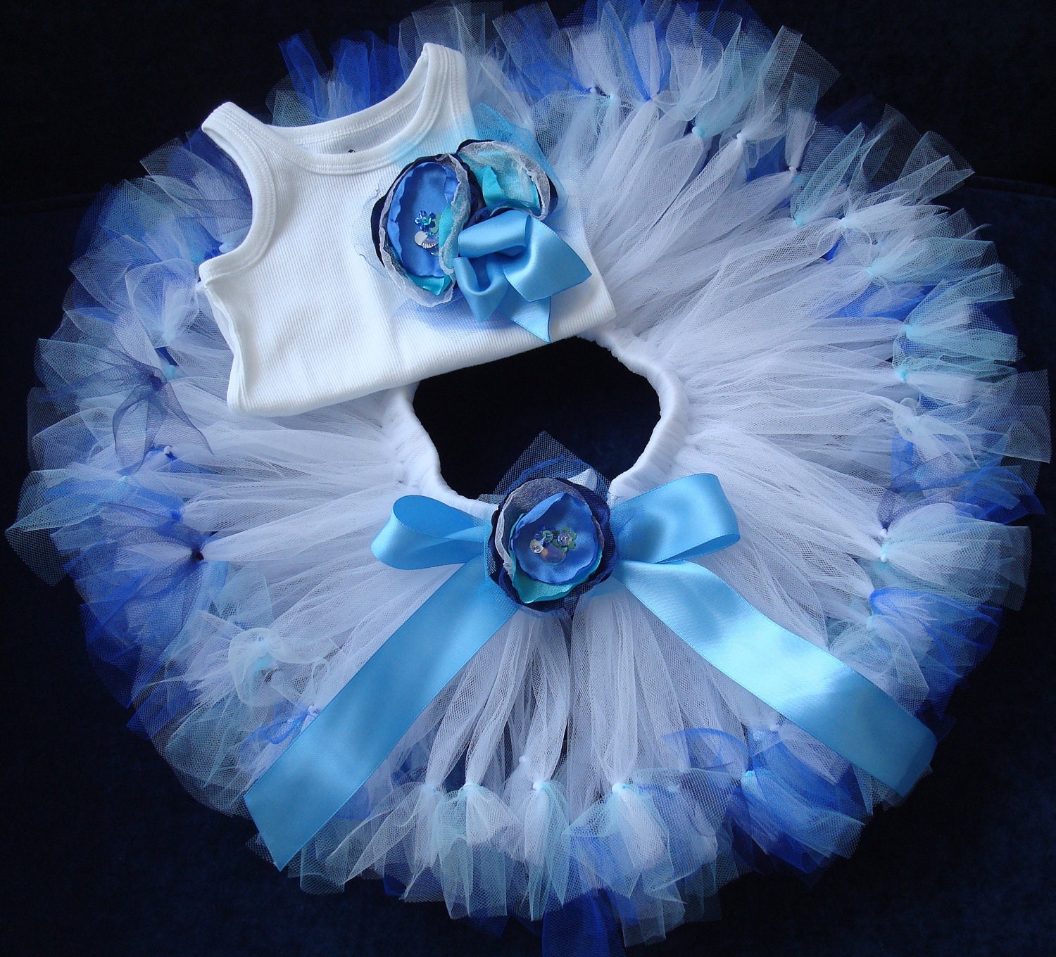 Blue Flower Tutu Baby Girls Ocean Inspired Mermaid Tutu Dress