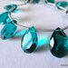 SALE - Teal Green Quartz Faceted Pear Cut Stone Briolettes - (1) Matched Pair