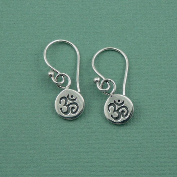 Om Earrings Sterling Silver Yoga Earrings Silver Dangle