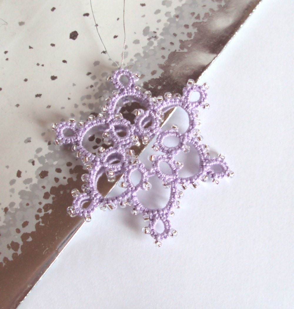 lilac silver beaded christmas decoration in tatting celyna lilac silver beaded christmas decoration in tatting celyna