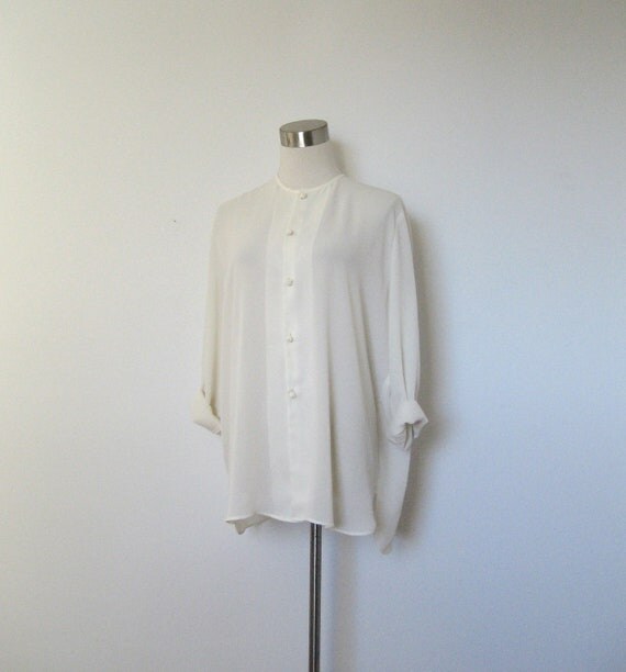 Sheer White Button Up Blouse / Vivienne Tam medium large