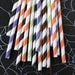 Halloween Mix Striped Paper Straws with DIY Flags - Black, Orange, Green and Purple (24)