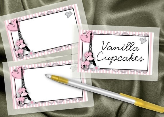 10 Blank Food Label Stickers, French Poodle, Eiffel Tower, Wedding, Baby Shower, Bridal Shower, Birthday Il_570xn