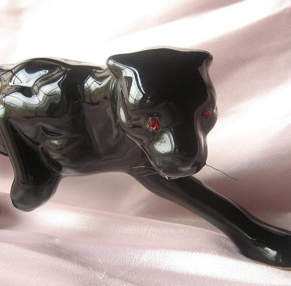 porcelain black panther statue