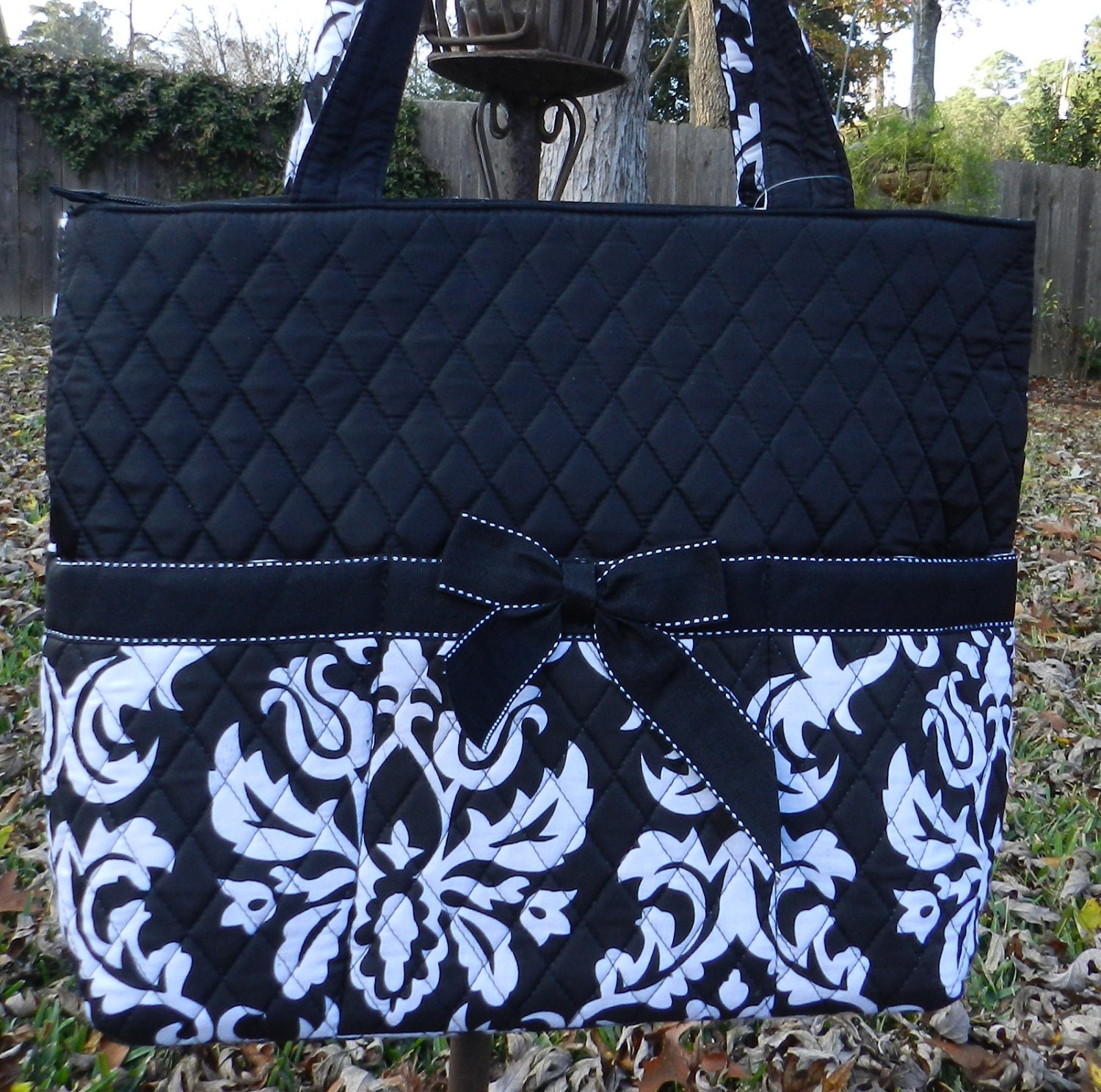 Personalized quilted diaper bag by sewblessedstitches on Etsy