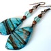 Sky Blue and Gold Leaves - Fall Earrings, Murano Glass, Goldstone, Leaf, Light Blue, Brown, Gold