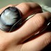 Botswana Agate Ring, Creamy Root Beer, Oxidized Sterling Silver, Green, Eco Friendly,