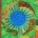 Wildflower Quilt - Colorful Blue Gold and Red Quilted Abstract Wildflower Wallhanging 36"x45"  Machine Quilted