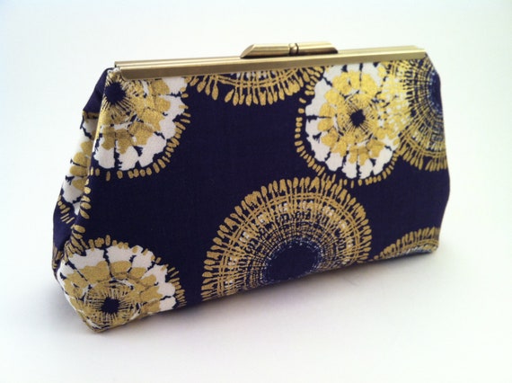 gold and blue clutch