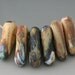 Rustic Drops - (6) Handmade Lampwork Beads - Tumble Etched - Butter Pecan, Brown