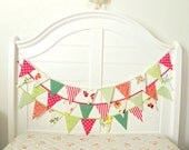 Green Apple And Cherry Holiday Fabric Bunting Pennant Garland Decoration 9 Feet / Vintage Circus Style Il_170x135
