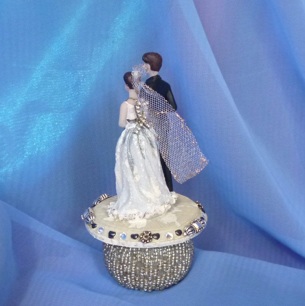 Steampunk Bride and Groom Wedding Cake Topper