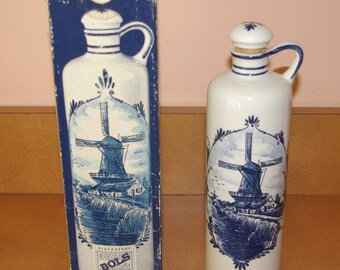 Vintage Liquor Decanter, Bols, Delft Blue, 1970's