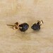Black Diamond Gold Stud Earrings. Rough Uncut Black Diamonds, 14K Gold Post Prong Setting, Ready to Ship