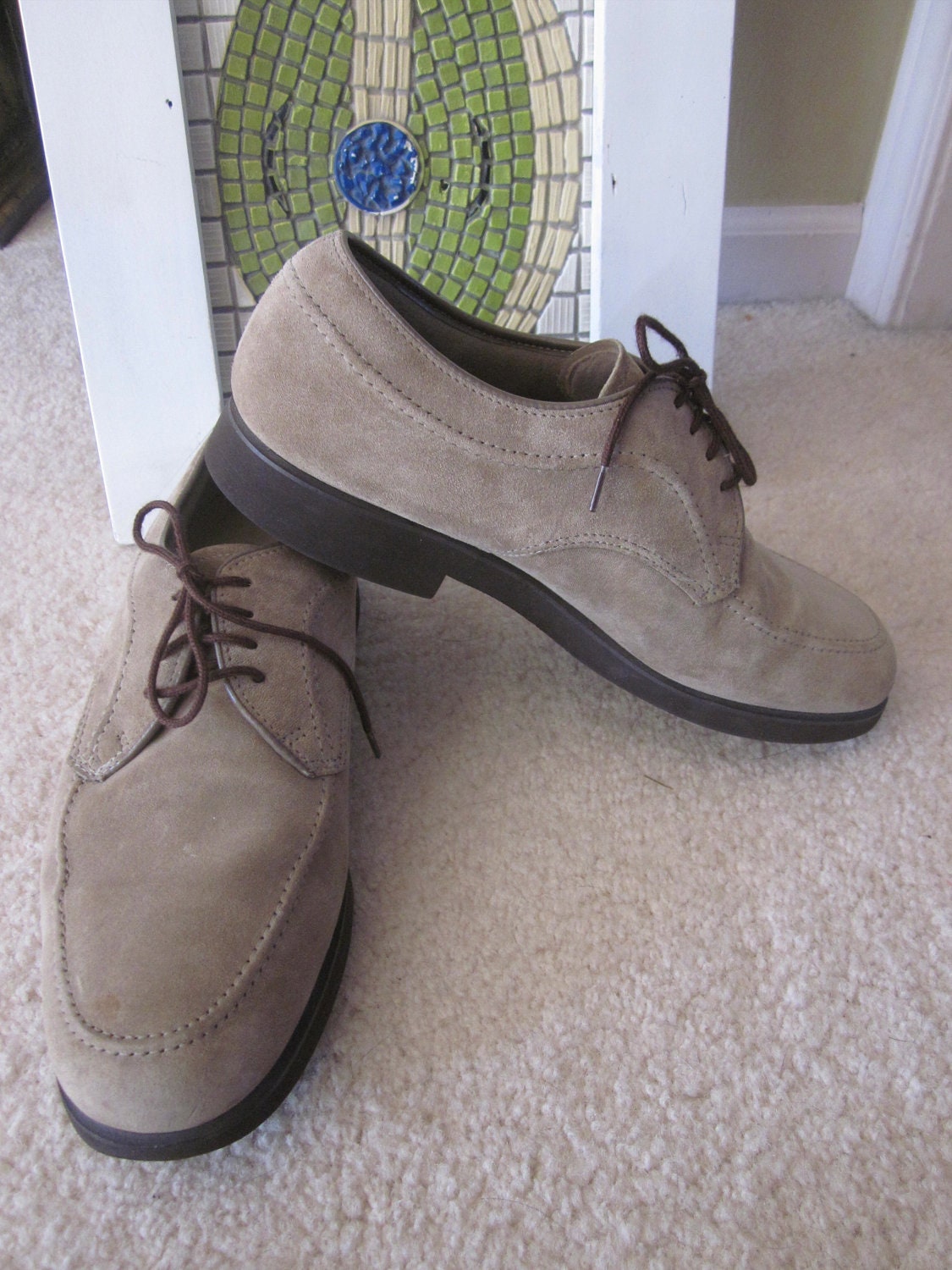 Vintage HUSH PUPPIES Men's Suede Tan Shoes 9 1/2 9.5