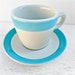 Vintage Buffalo China Turquoise Banded Cup and Saucer