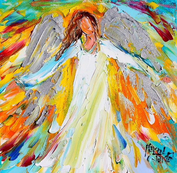 Original Oil ANGEL PALETTE KNiFE Painting Modern Impressionism