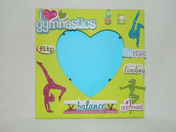 Gymnastics Picture Photo Frame heart 5x7 by saralee29 on Etsy