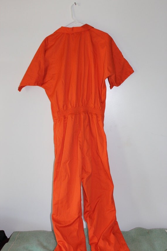 HALLOWEEN Costume Jail Inmate Orange Jumpsuit Coveralls Mens