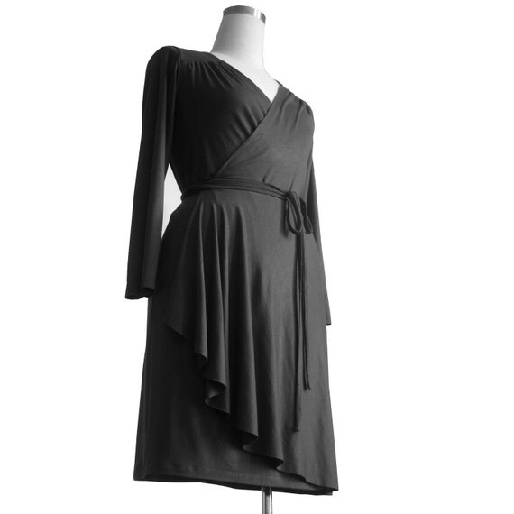 Black dress Wrap dresses Long sleeve dress Knee length