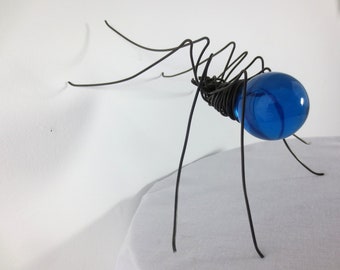 Simple Cerulean Blue Spider Upcycled Art