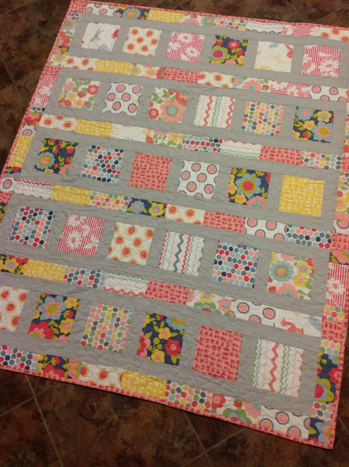 Sweet and Modern Baby Quilt in Hullabaloo fabrics