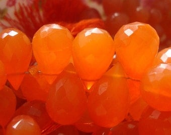 Mandarin Orange Faceted Teardrop Briolette, 4 pcs, 14-16x9-10mm