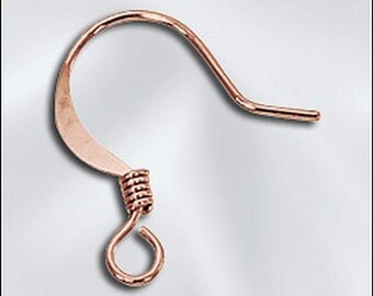 Genuine Copper Ear Wires French Hook with Coil (20 pairs) GC-191