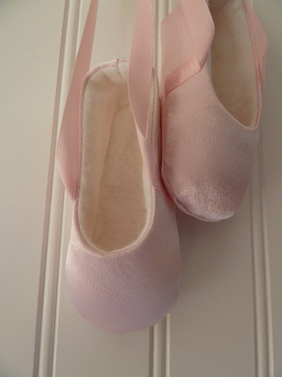 Infant Ballet Shoes in Pink Satin . Baby Ballerina by JibJabbers
