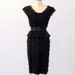 Vintage 1960s Wiggle Dress, 60s Black Tiered Lace Cocktail Party Dress, Bombshell Mad Men Shutter Dress, Lytton's LBD