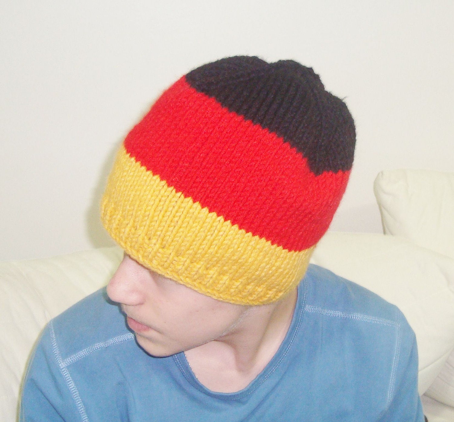 Knit Germany Flag Hat for Men or Women Hat in Black Red Yellow
